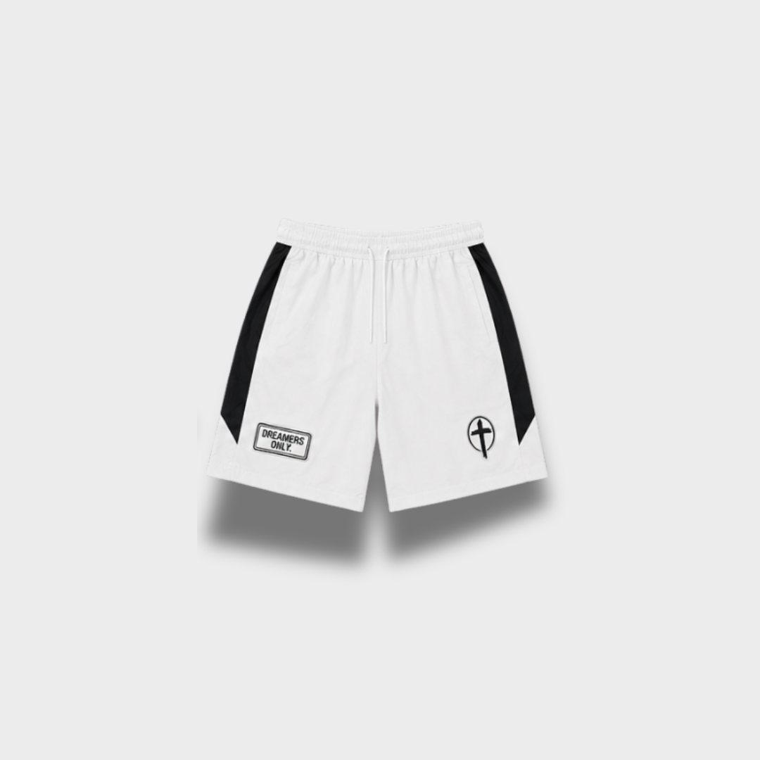 "DREAMS" Windbreaker Shorts (White)