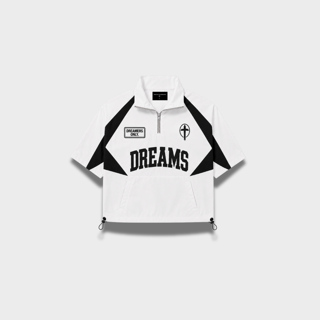 "DREAMS" Short Sleeve Windbreaker (White)