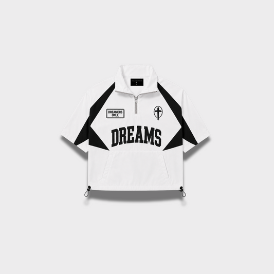 "DREAMS" Short Sleeve Windbreaker (White)