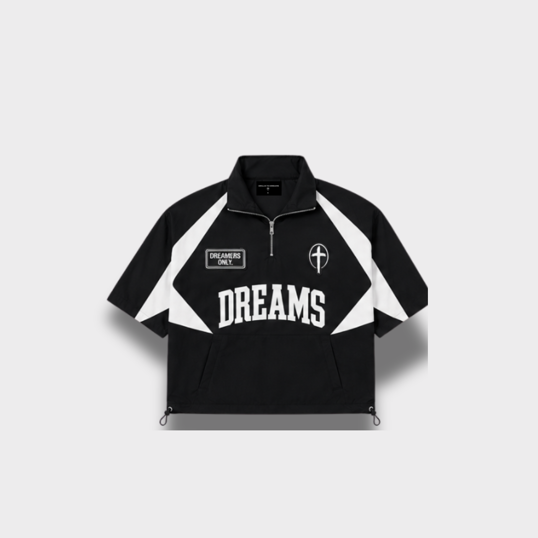 "DREAMS" Short Sleeve Windbreaker (Black)