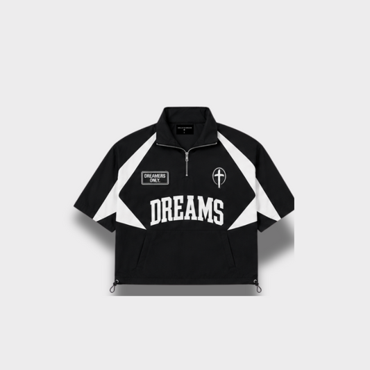 "DREAMS" Short Sleeve Windbreaker (Black)