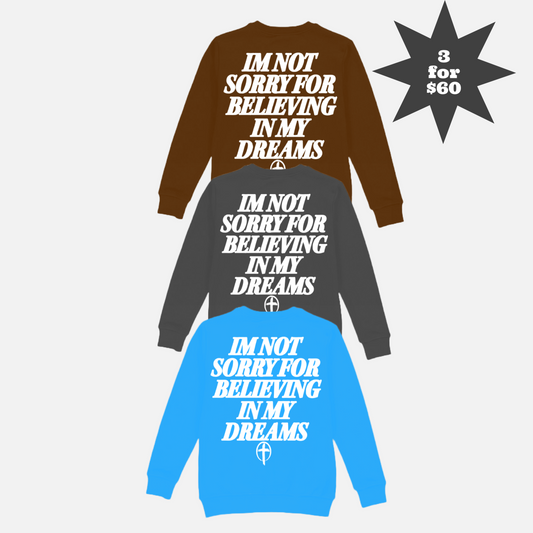 3-Crew Bundle "Believe" (Brown/Charcoal/Carolina Blue)